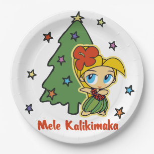 Assiettes En Carton Aloha Honeys Noël Blond Hula Girl