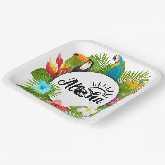 Assiettes En Carton Aloha Luau (Angulaire)