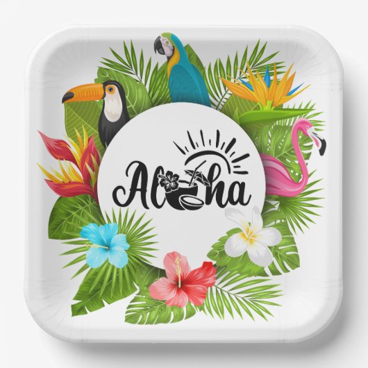 Assiettes En Carton Aloha Luau (Recto)