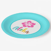 Assiettes En Carton Aloha Luau Eté Tropical Hibiscus (Angle)