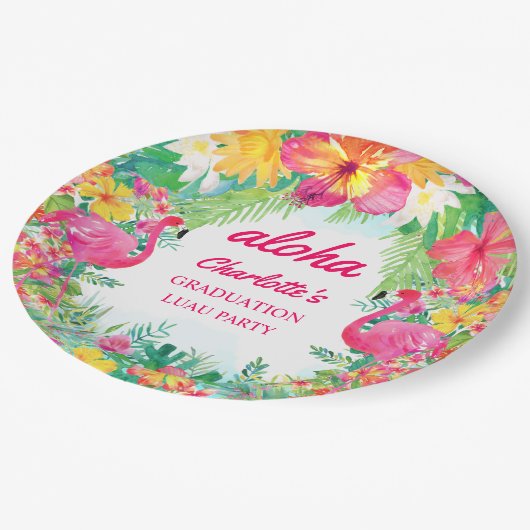 Assiettes En Carton Aloha Luau Tropical Graduical Party Plaque papier (Angle)