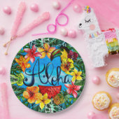 Assiettes En Carton Aloha - nourriture tropicale de fleur et (Fête)