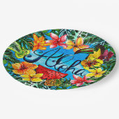 Assiettes En Carton Aloha - nourriture tropicale de fleur et (Angle)