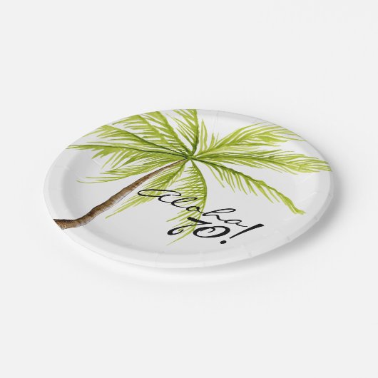 Assiettes En Carton Aloha partie adulte de plage de palmier de (Angle)