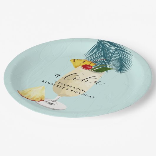 Assiettes En Carton Aloha Pina Colada Green Cocktail fête d'anniversai (Angle)