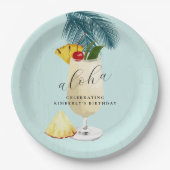 Assiettes En Carton Aloha Pina Colada Green Cocktail fête d'anniversai (Devant)