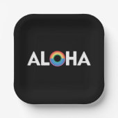 Assiettes En Carton Aloha Rainbow Island Hawaii Pride LGBTQ (Recto)
