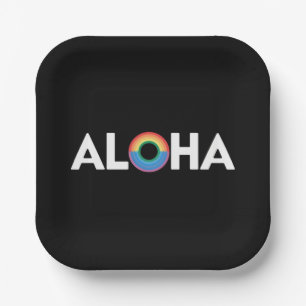 Assiettes En Carton Aloha Rainbow Island Hawaii Pride LGBTQ