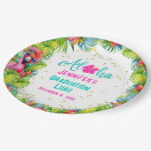 Assiettes En Carton Aloha Tropical Flamant rose Graduation Luau (Angle)