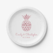 Assiettes En Carton Aloha Tropical Hawaiian Mariage Ananas Blanc (Devant)