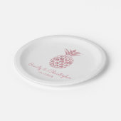 Assiettes En Carton Aloha Tropical Hawaiian Mariage Ananas Blanc (Angle)