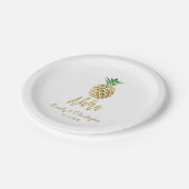 Assiettes En Carton Aloha Tropical Hawaiian Mariage Ananas Blanc (Angle)