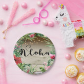 Assiettes En Carton Aloha Tropical Wood Floral Feuilles et Mariage de  (Fête)