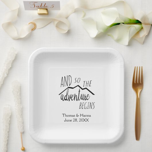 Assiettes En Carton Alors L'Aventure Commence Rustic Mountain Mariage (Mariage)