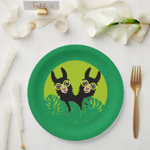 Assiettes En Carton Alpaca llama Twins Anniversaire