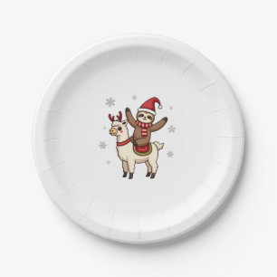 Assiettes En Carton Alpaca Sloth Christmas (1)