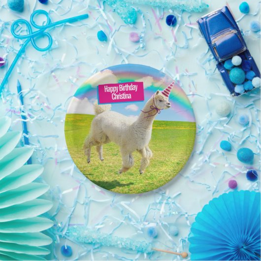Assiettes En Carton Alpaca Unicorne sous ciel ouvert (Fête)