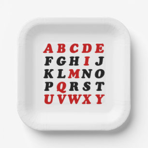 Assiettes En Carton Alphabet anglais
