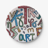 Assiettes En Carton Alphabet coloré (Devant)