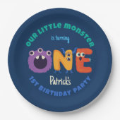 Assiettes En Carton Alphabet Monstres 1er anniversaire Notre petit mon (Devant)