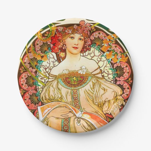 Assiettes En Carton Alphonse Mucha Art Nouveau Daydream (Devant)