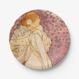 Assiettes En Carton Alphonse Mucha La Dame Aux Camelias : Art Nouveau
