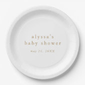 Assiettes En Carton ALYSSA White Gold Boho Modern Simple Baby shower (Devant)