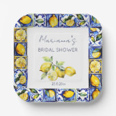 Assiettes En Carton Amalfi Positano tuiles bleues citrons douche nupti (Recto)