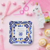 Assiettes En Carton Amalfi Vietri Italien carrelage bleu douche nuptia (Fête)