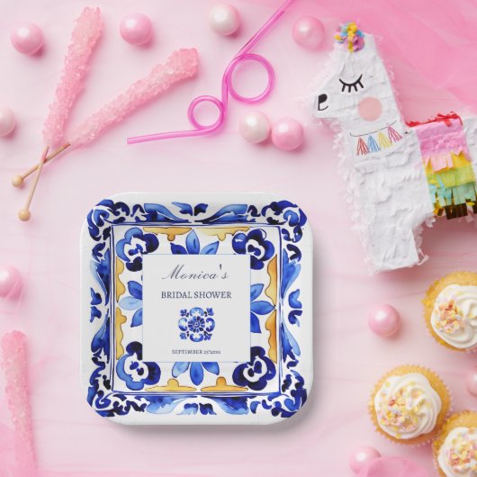 Assiettes En Carton Amalfi Vietri Italien carrelage bleu douche nuptia (Fête)