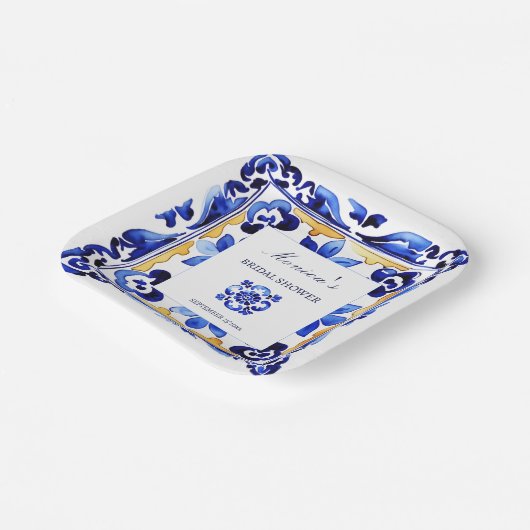 Assiettes En Carton Amalfi Vietri Italien carrelage bleu douche nuptia (Angulaire)