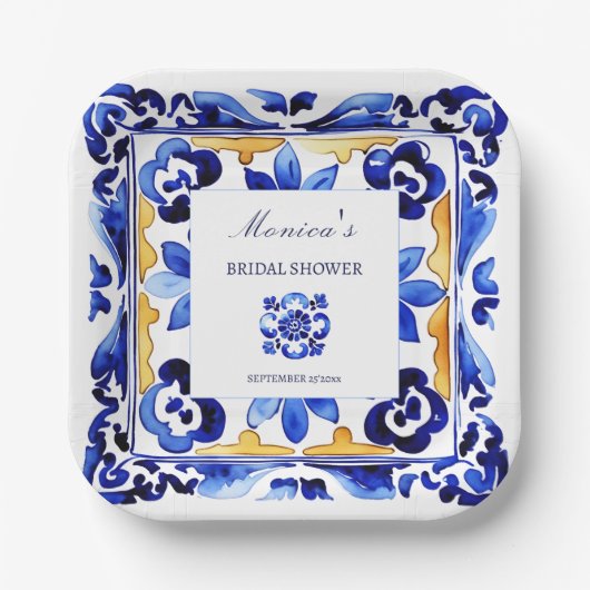 Assiettes En Carton Amalfi Vietri Italien carrelage bleu douche nuptia (Recto)