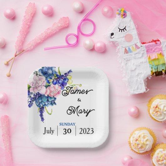 Assiettes En Carton Amant bleu (Fête)