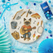 Assiettes En Carton Amateurs de pêche au chat (Fête)