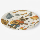 Assiettes En Carton Amateurs de pêche au chat (Angle)