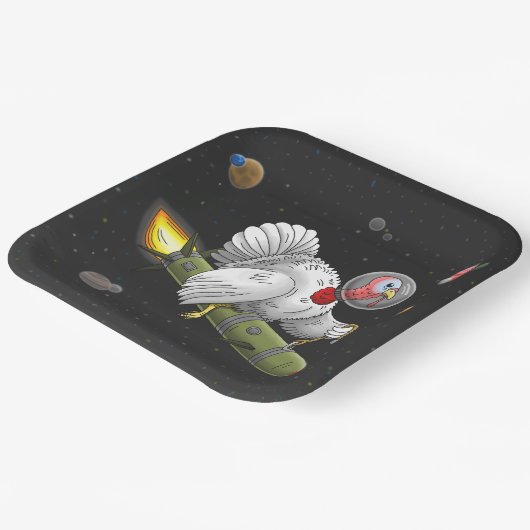Assiettes En Carton Amazing Rocket Turkey's Space Journey (Angulaire)