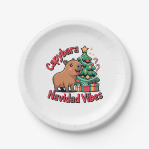 Assiettes En Carton Ambiance de Noël du Capybara Humour de Fêtes