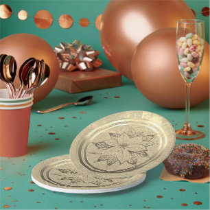 Assiettes En Carton Ambiance Fêtes de fin d'année en Or