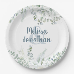 Assiettes En Carton Ambiance romantique aquarelle fleurie blanche fleu