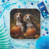 Assiettes En Carton American Anglais Foxhound Puppy Automne Delight (Fête)