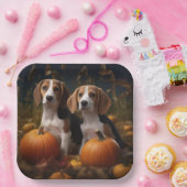 Assiettes En Carton American Anglais Foxhound Puppy Automne Delight (Fête)