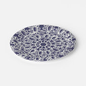 Assiettes En Carton American Doily & Lace, 7, Crème sur bleu (Angle)
