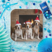 Assiettes En Carton American English Foxhound Freplace Noël (Fête)