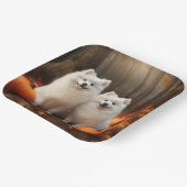 Assiettes En Carton American Eskimo Chiot Automne Citrouille délice (Angulaire)