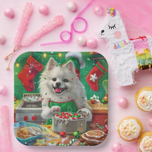 Assiettes En Carton American Eskimo Gîtes : Noël festif (Fête)