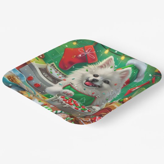 Assiettes En Carton American Eskimo Gîtes : Noël festif (Angulaire)