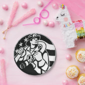 Assiettes En Carton American Firefighter Hero Gras Noir Et Blanc (Fête)