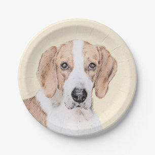 Assiettes En Carton American Foxhound Paining - Cute Original Dog Art