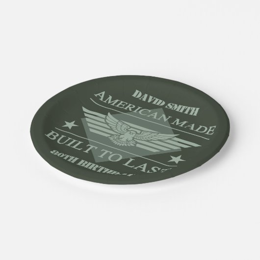 Assiettes En Carton American Made 80th Birthday (Angle)