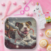 Assiettes En Carton American Staffordshire Chien Festif de Noël (Fête)